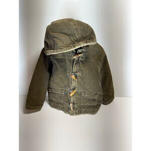 Kids Sherpa Lined Chore Coat Corderoy Jacket Sz 5T Full Zip Hooded Brown